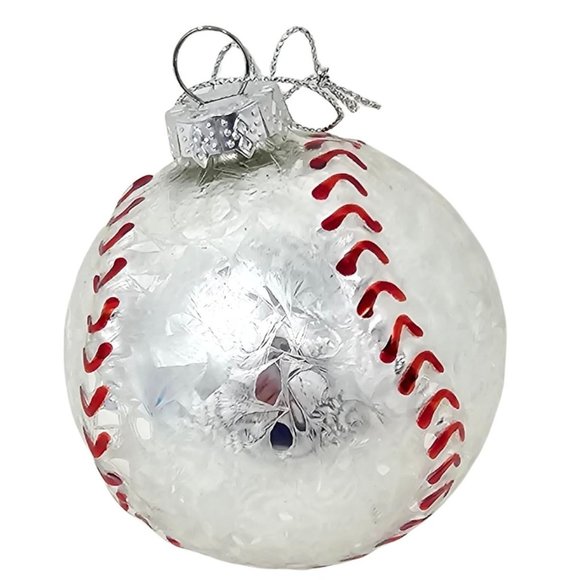 3" Baseball Glass Ornament, Christmas Party Decor - Picture 3 of 4